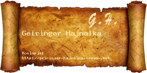 Geiringer Hajnalka névjegykártya